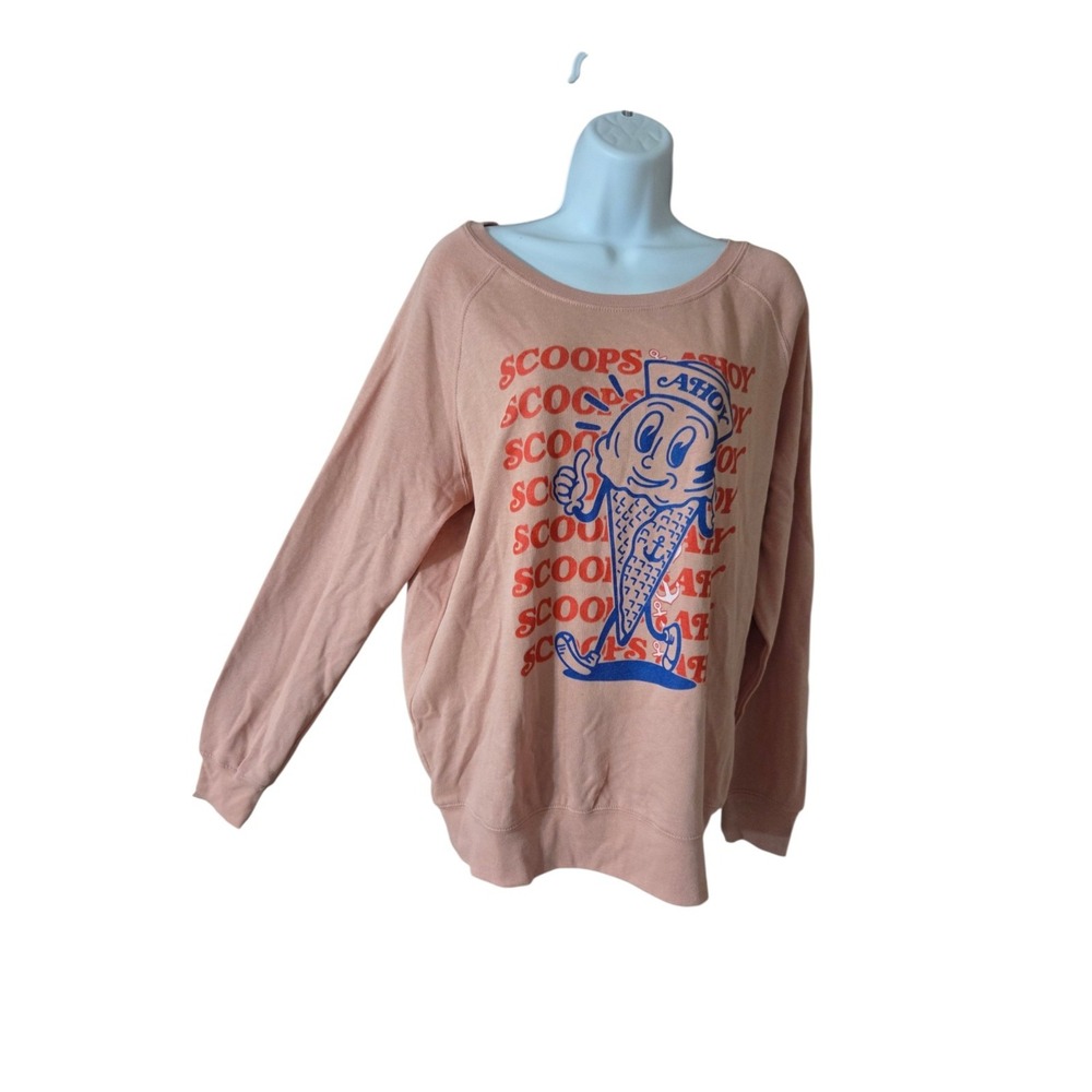 Scoops Ahoy Stranger Things Women's Slouchy Sweatshirt Pink L Netflix